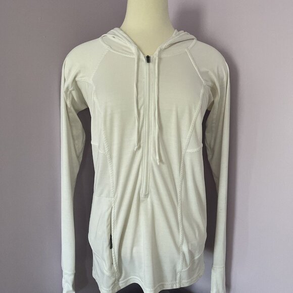 Athleta Tops - Athleta Pullover Womens M White Hoodie 1/2 Zip Athleisure